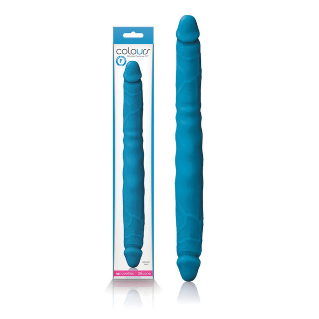 Blue toy with packaging labeled 'colours' on a white background