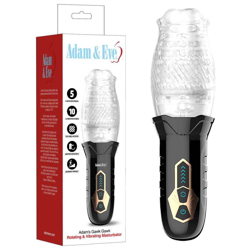Adam & Eve Adam's Gawk Gawk - Clear USB Rechargeable Rotating Masturbator – Sex toys NZ by Naughtyhut. Discreet delivery nationwide.