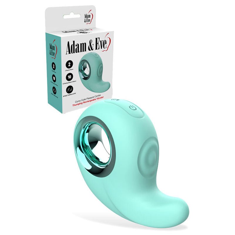 Adam & Eve CURVY CUTIE PLEASURE COMBO - Teal USB Rechargeable Tapping Stimulator – Sex toys NZ by Naughtyhut. Discreet delivery nationwide.