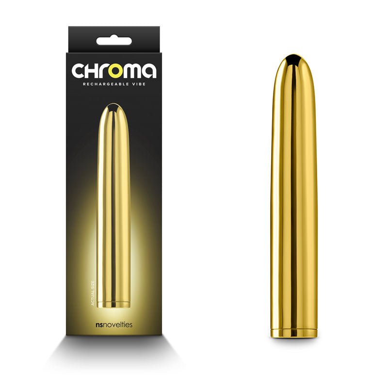Chroma - Gold - Gold 17 cm USB Rechargeable Vibrator – Sex toys NZ by Naughtyhut. Discreet delivery nationwide.