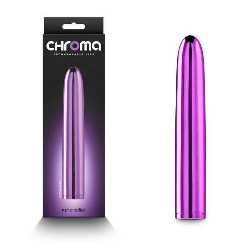 Chroma - Purple - Metallic Purple 17 cm USB Rechargeable Vibrator – Sex toys NZ by Naughtyhut. Discreet delivery nationwide.