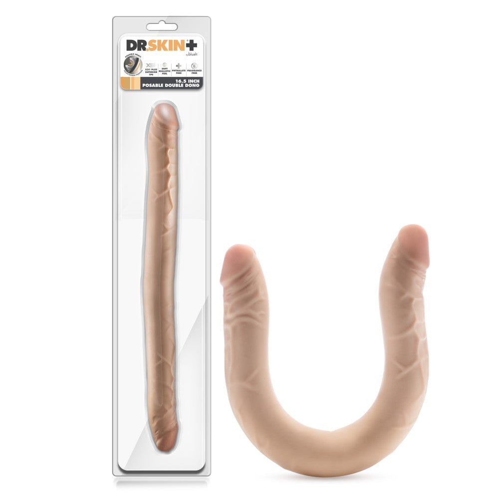 Dr. Skin Plus 16.5'' Posable Double Dong - Flesh 42 cm Double Dong – Sex toys NZ by Naughtyhut. Discreet delivery nationwide.