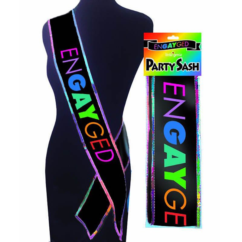 Buy EnGAYged Sash - Novelty Sash – Naughtyhut NZ sex toys online. Discreet delivery & top brands.