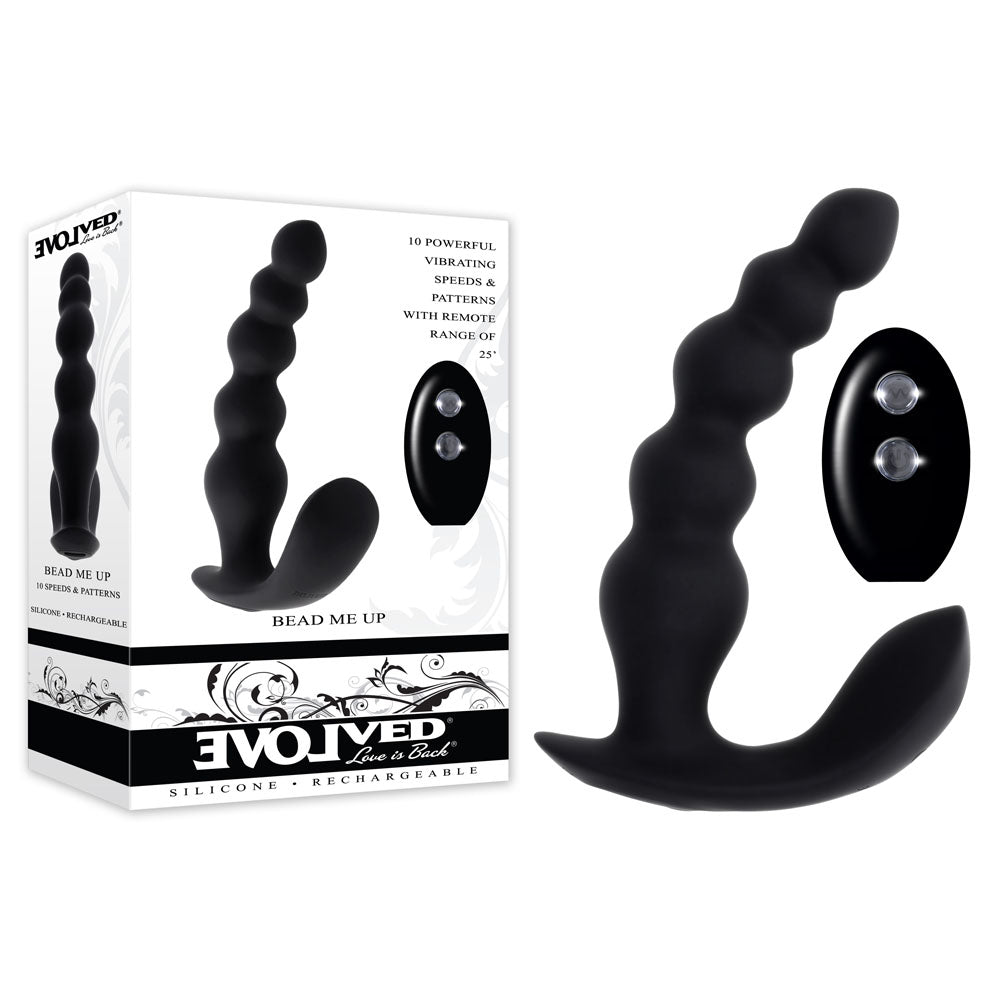 Buy Evolved BEAD ME UP - Black 16.8 cm USB Rechargeable Vibrating Anal Beads with Wireless Remote – Naughtyhut NZ sex toys online. Discreet delivery & top brands.