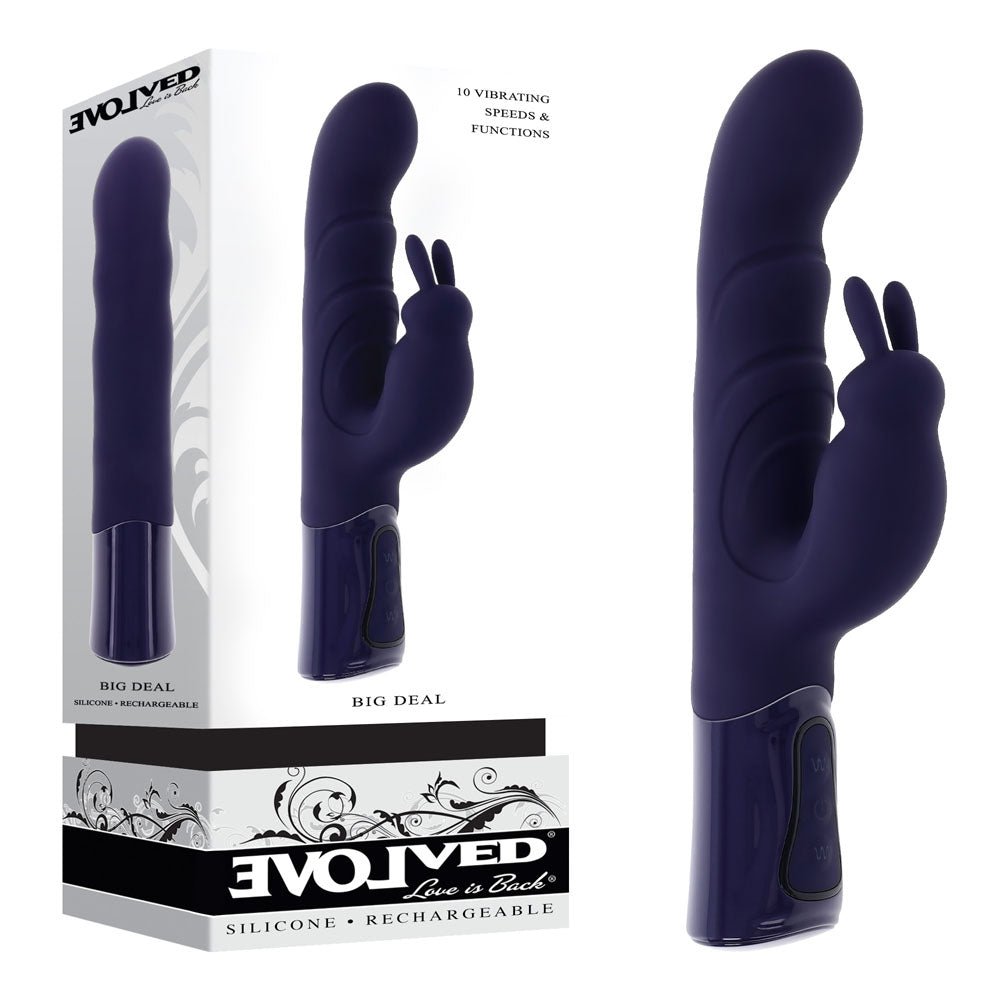 Buy Evolved BIG DEAL - Purple 25.7 cm USB Rechargeable Rabbit Vibrator – Naughtyhut NZ sex toys online. Discreet delivery & top brands.