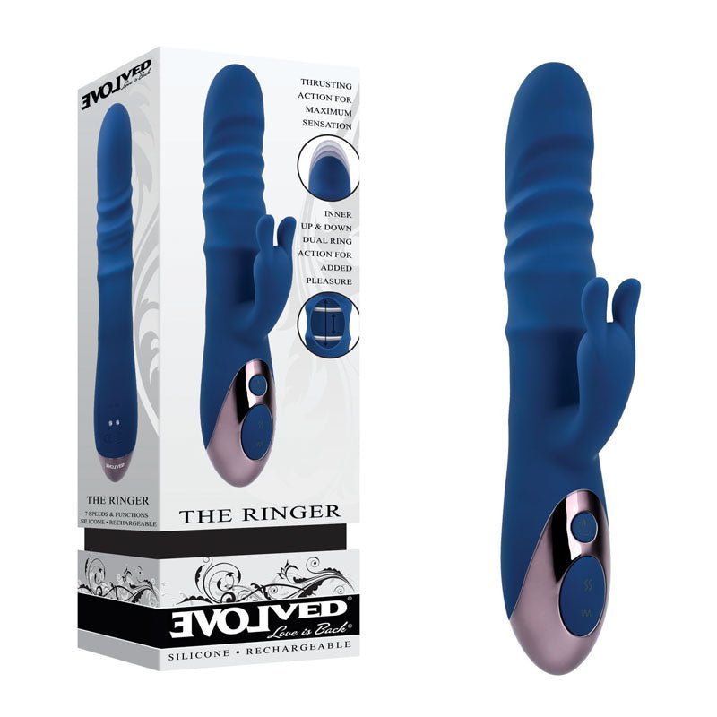 Evolved The Ringer - Blue 23.8 cm USB Rechargeable Rabbit Vibrator – Sex toys NZ by Naughtyhut. Discreet delivery nationwide.