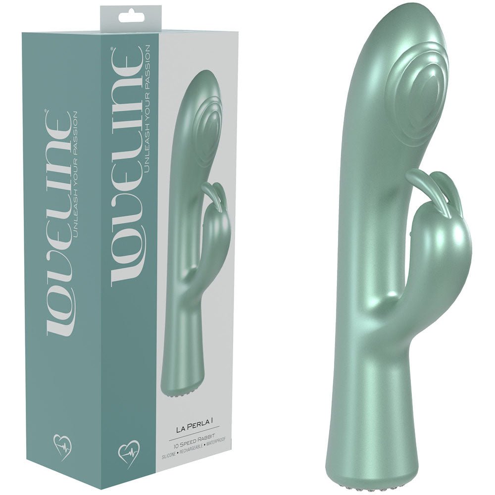 LOVELINE La Perla I - Green - Pearlescent Green 19.2 cm USB Rechargeable Rabbit Vibrator – Sex toys NZ by Naughtyhut. Discreet delivery nationwide.