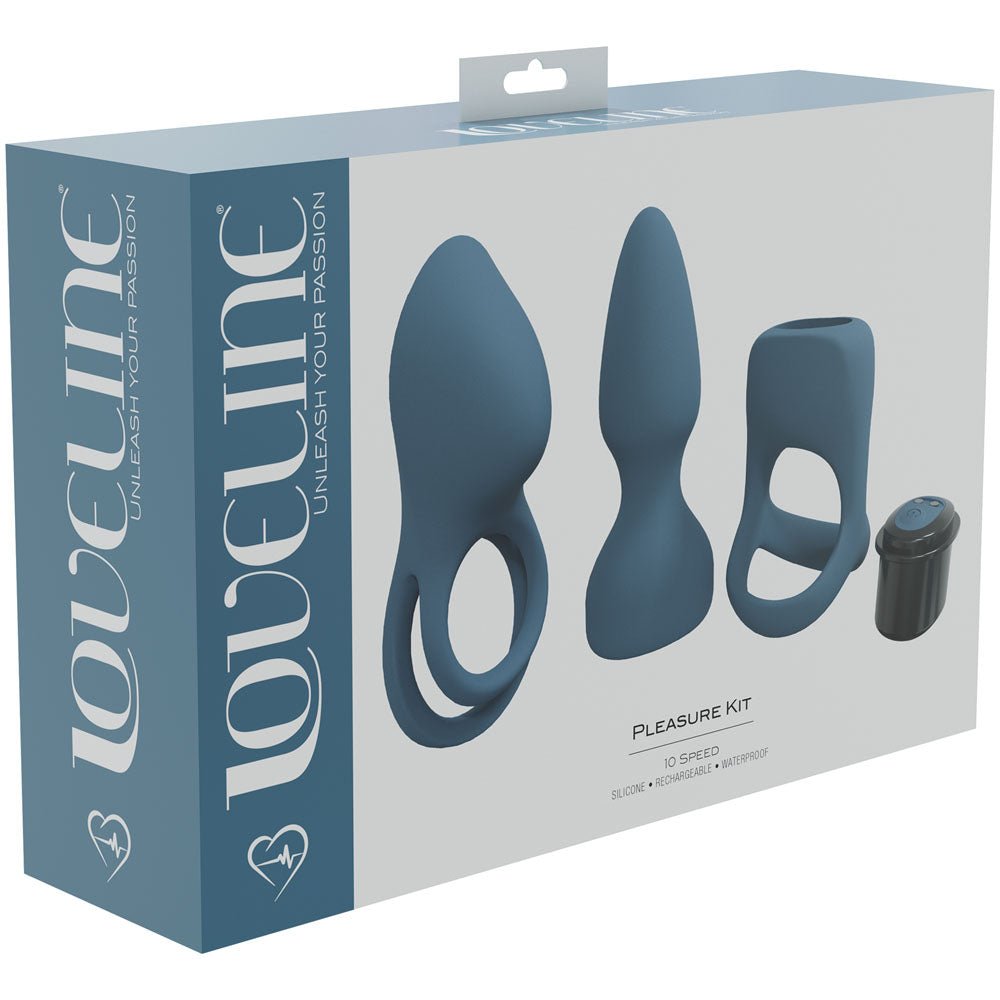 LOVELINE Pleasure Kit - Blue - Blue USB Rechargeable Male Kit - 3 Piece Set – Sex toys NZ by Naughtyhut. Discreet delivery nationwide.