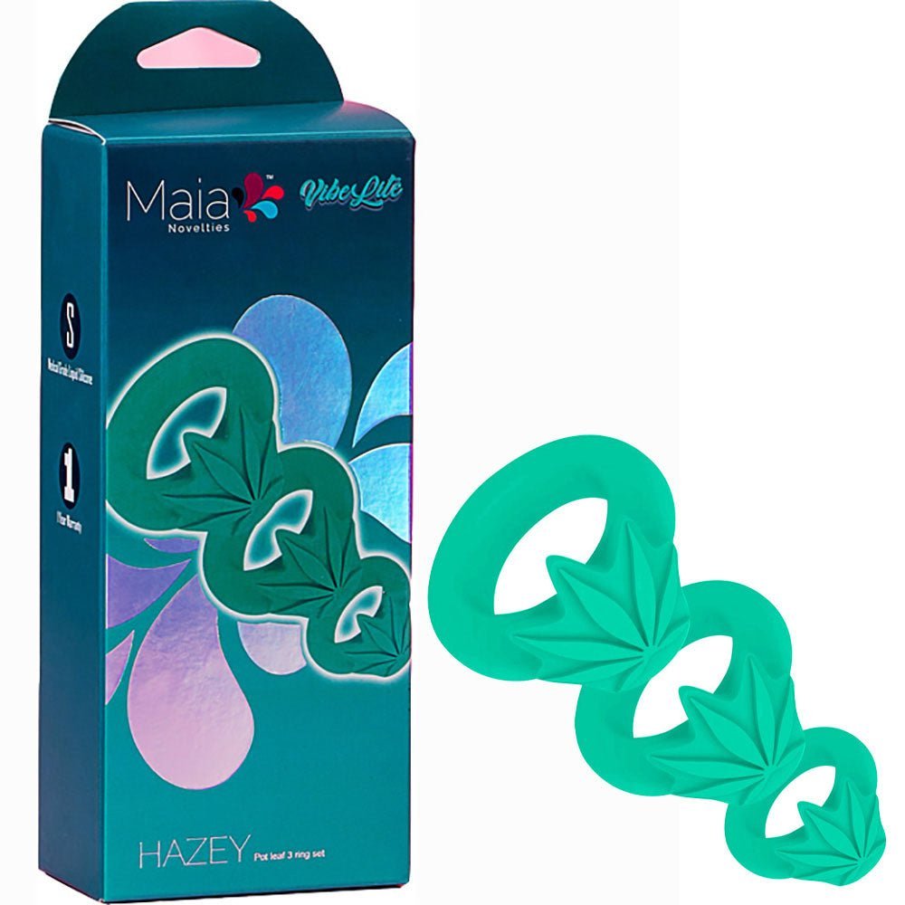 Maia HAZEY - Green Pot Leaf Cock Rings - Set of 3 – Sex toys NZ by Naughtyhut. Discreet delivery nationwide.