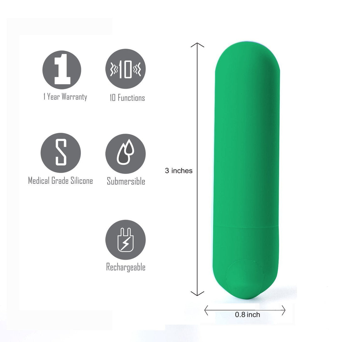 Maia Jessi - Emerald Green 7.6 cm USB Rechargeable Bullet – Sex toys NZ by Naughtyhut. Discreet delivery nationwide.