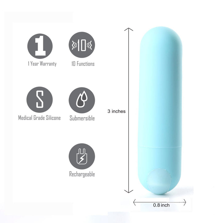 Maia Jessi - Teal Blue 7.6 cm USB Rechargeable Bullet – Sex toys NZ by Naughtyhut. Discreet delivery nationwide.