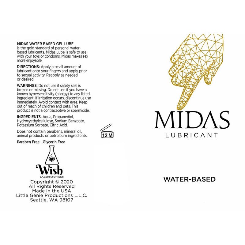 Midas Water Based Lube - Water Based Lubricant - 59 ml Bottle – Sex toys NZ by Naughtyhut. Discreet delivery nationwide.