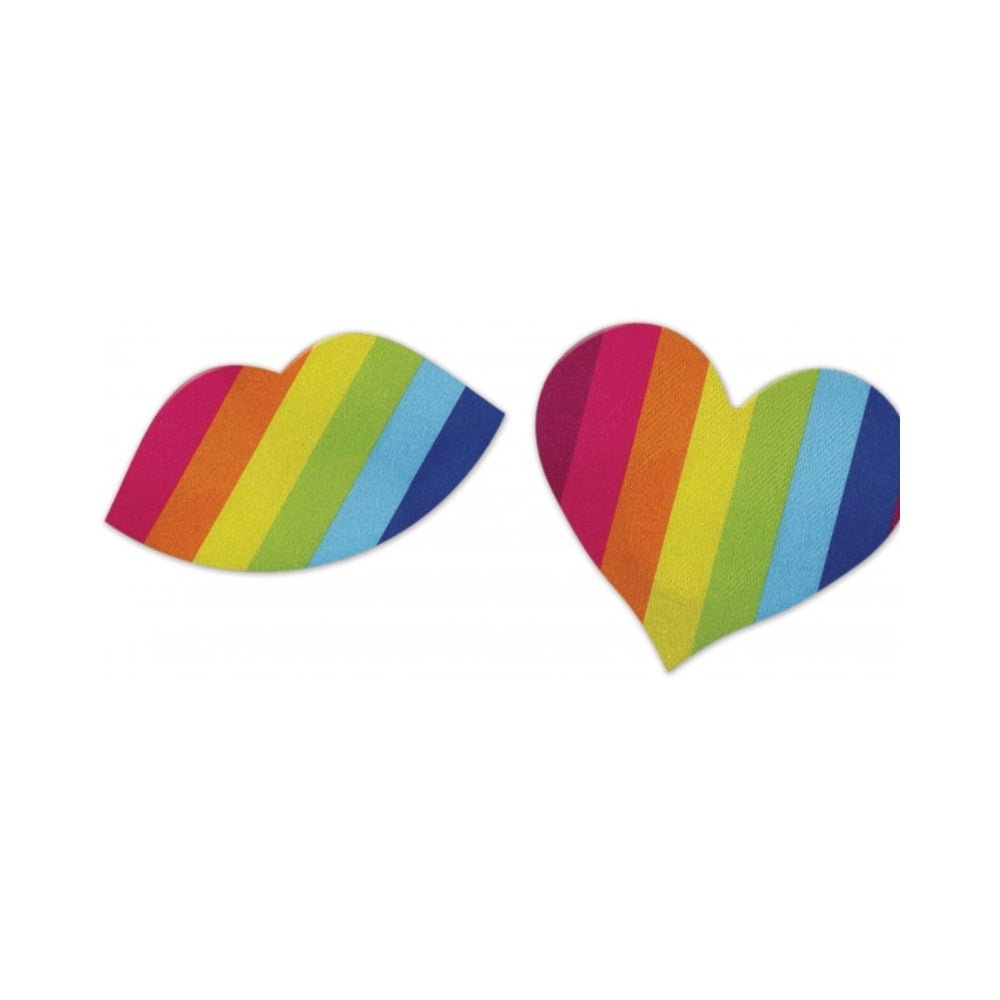 Buy Nipplicious - Rainbow Nipple Pasties - 2Pk. Hearts & Lips Shape – Naughtyhut NZ sex toys online. Discreet delivery & top brands.
