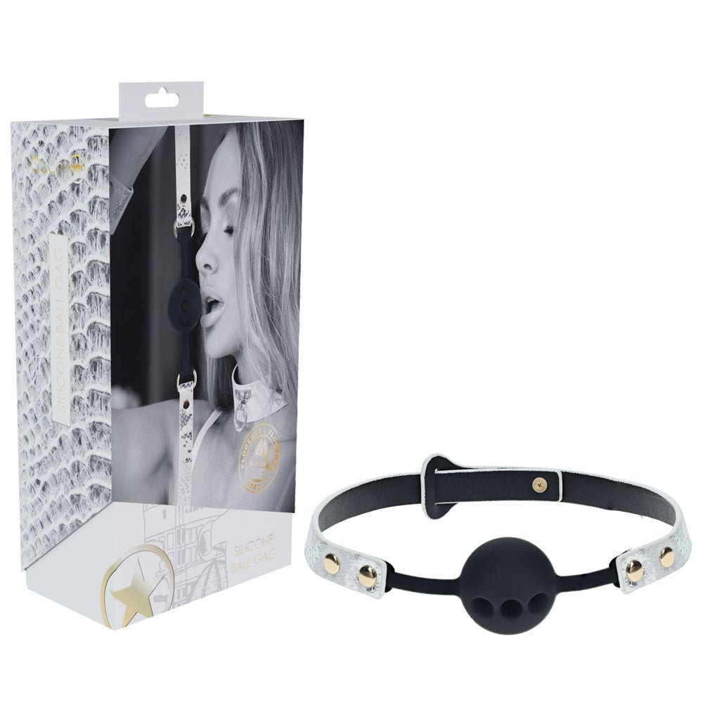 OUCH! Florence Collection - Silicone Ball Gag - White Breathable Mouth Restraint – Sex toys NZ by Naughtyhut. Discreet delivery nationwide.
