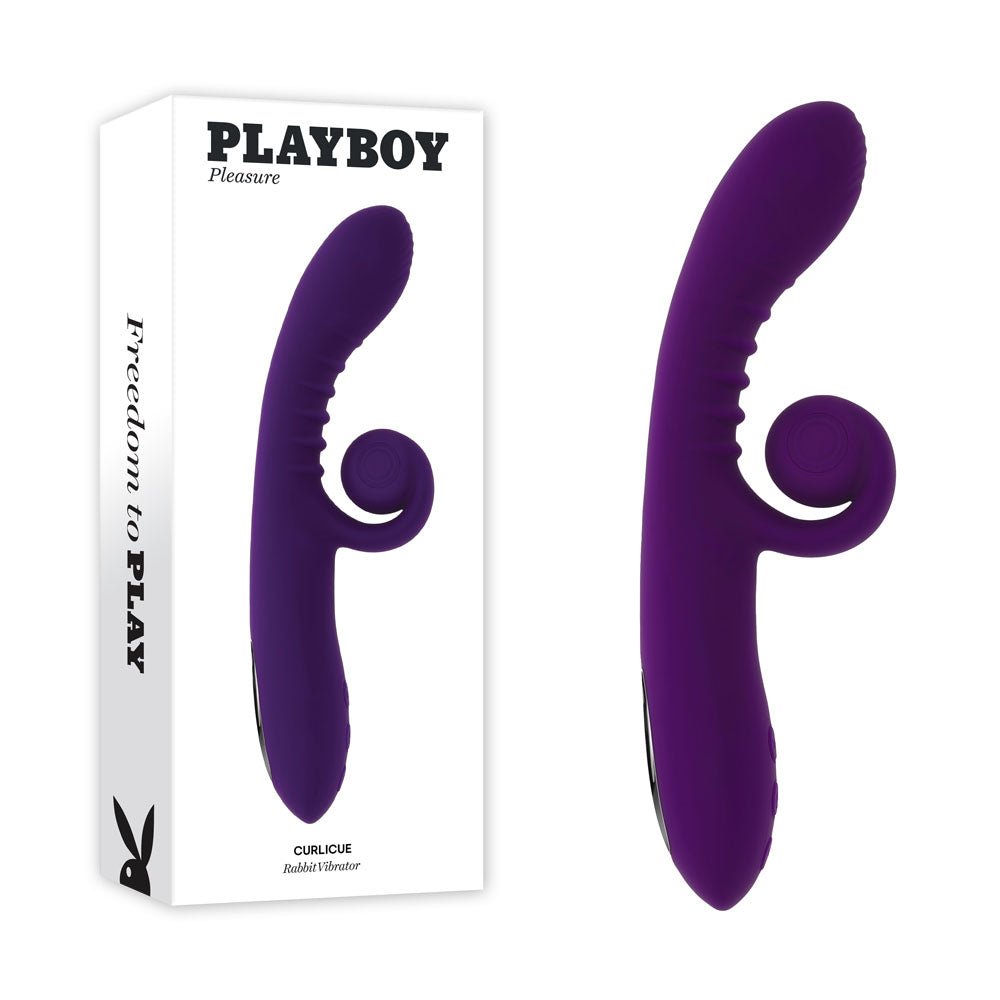 Playboy CURLICUE - Purple 23.5 cm USB Rechargeable Rabbit Vibrator – Sex toys NZ by Naughtyhut. Discreet delivery nationwide.