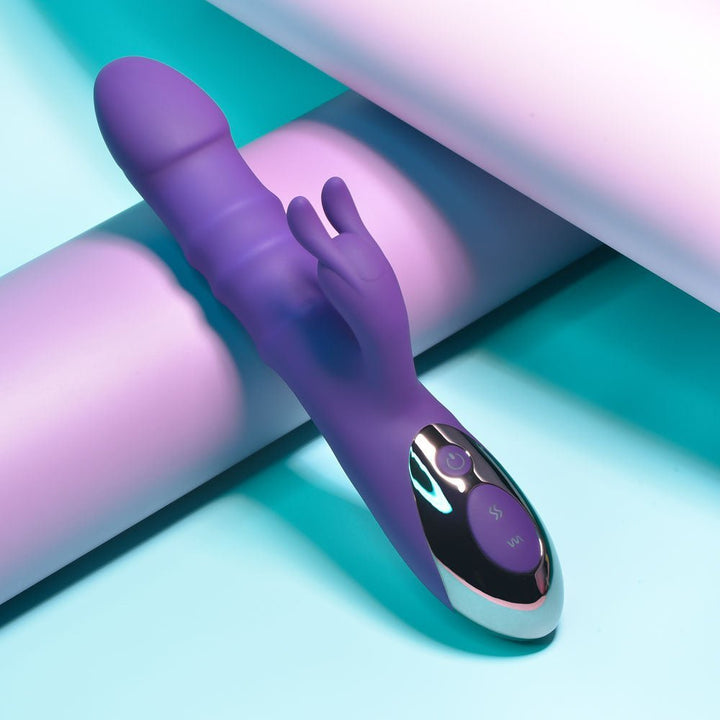 Playboy Pleasure HOP TO IT - Purple 23.5 cm USB Rechargeable Rabbit Vibrator – Sex toys NZ by Naughtyhut. Discreet delivery nationwide.