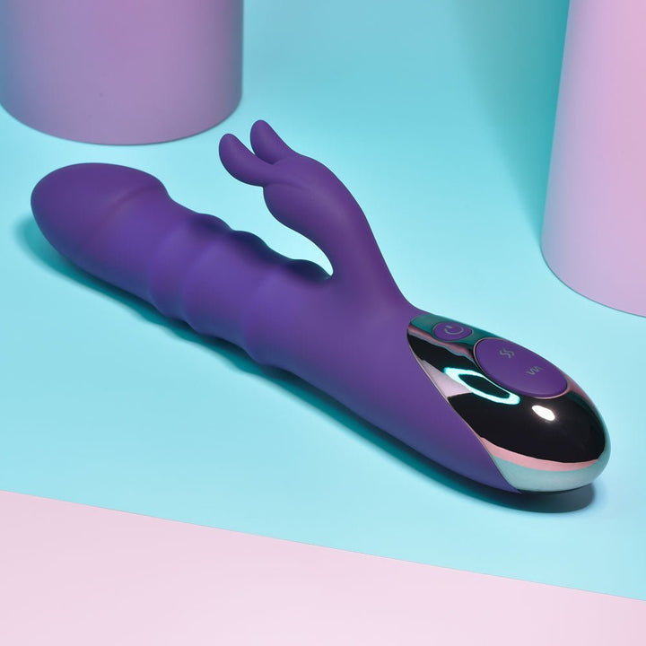Playboy Pleasure HOP TO IT - Purple 23.5 cm USB Rechargeable Rabbit Vibrator – Sex toys NZ by Naughtyhut. Discreet delivery nationwide.