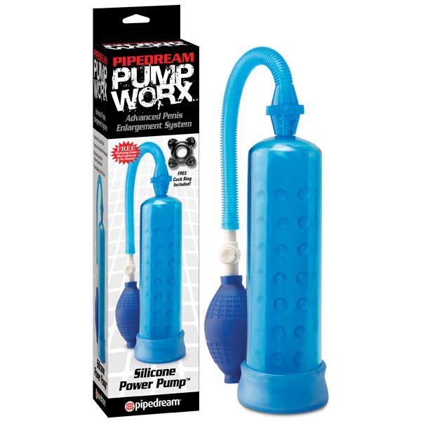 Pump Worx Silicone Power Pump - Blue Penis Pump – Sex toys NZ by Naughtyhut. Discreet delivery nationwide.