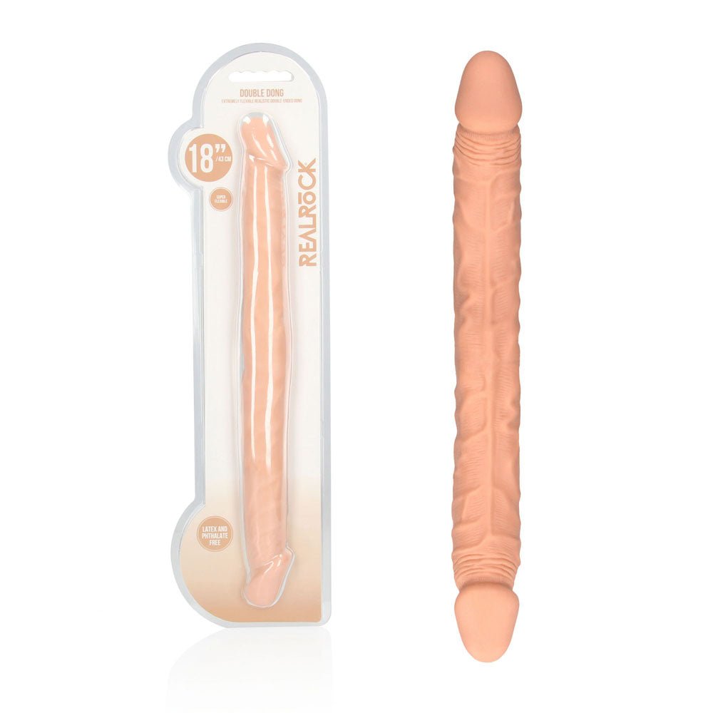 REALROCK 18'' Double Dildo - Flesh 46 cm Double Dong – Sex toys NZ by Naughtyhut. Discreet delivery nationwide.
