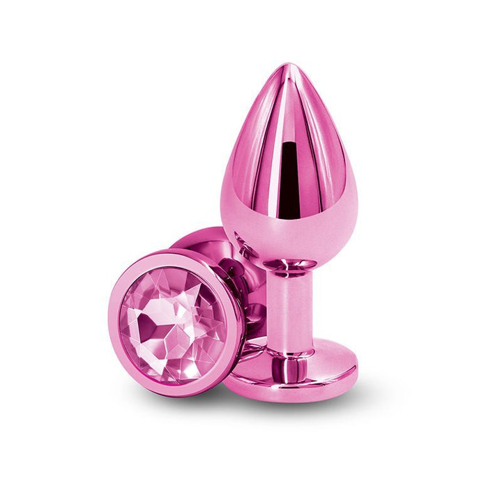 Rear Assets - Medium - Pink - Pink 8.2 cm Medium Metal Butt Plug with Pink Round Gem Base – Sex toys NZ by Naughtyhut. Discreet delivery nationwide.