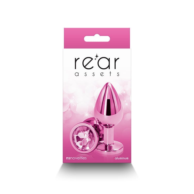 Rear Assets - Medium - Pink - Pink 8.2 cm Medium Metal Butt Plug with Pink Round Gem Base – Sex toys NZ by Naughtyhut. Discreet delivery nationwide.