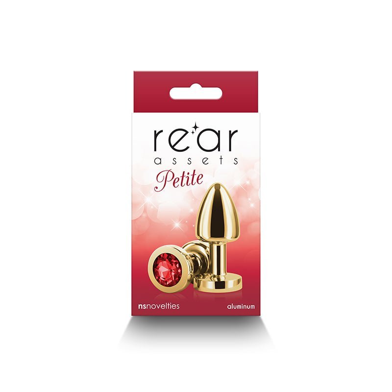 Rear Assets Petite - Gold with Red Gem - Gold 6 cm Metal Butt Plug with Red Round Gem Base – Sex toys NZ by Naughtyhut. Discreet delivery nationwide.