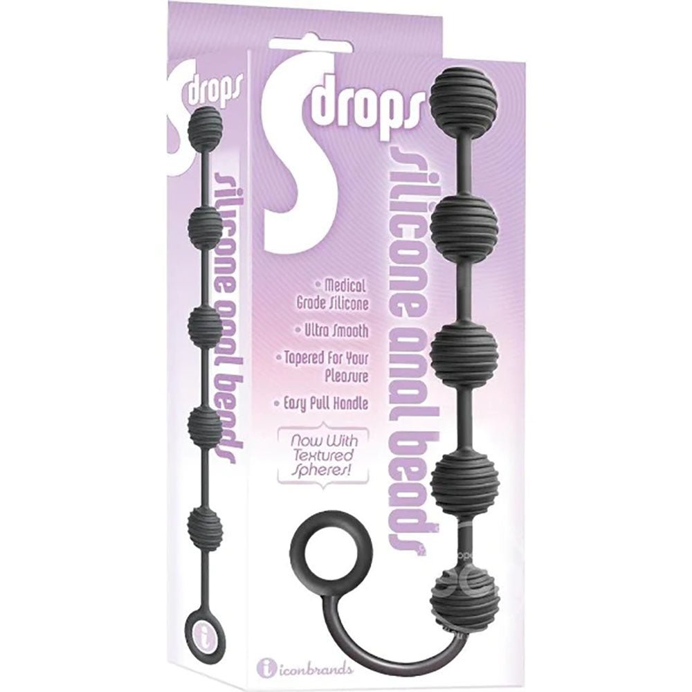 Buy S - Drops Silicone Anal Beads - Black Anal Beads – Naughtyhut NZ sex toys online. Discreet delivery & top brands.