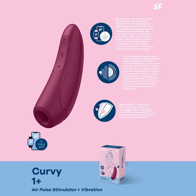 Satisfyer Curvy 1+ - App Contolled Touch - Free USB - Rechargeable Clitoral Stimulator with Vibration – Sex toys NZ by Naughtyhut. Discreet delivery nationwide.