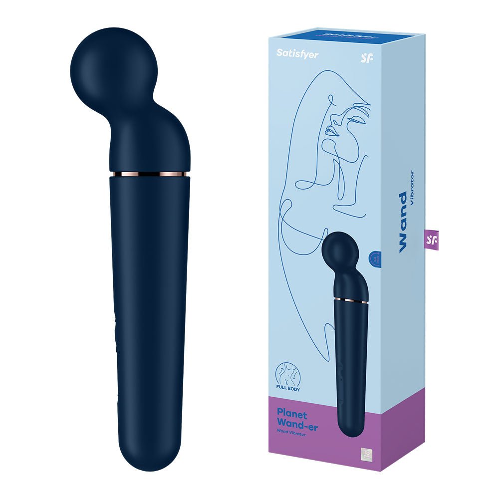 Satisfyer Planet Wand - er - Blue - Blue/Rose Gold USB Rechargeable Massager Wand – Sex toys NZ by Naughtyhut. Discreet delivery nationwide.
