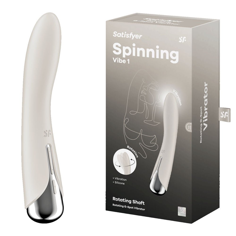 Satisfyer Spinning Vibe 1 - Beige - Beige 17.8 cm USB Rechargeable Rotating Vibrator – Sex toys NZ by Naughtyhut. Discreet delivery nationwide.