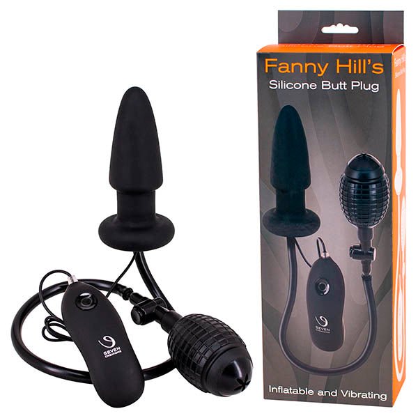 Buy Seven Creations Fanny Hills - Black Silicone Inflatable & Vibrating Butt Plug – Naughtyhut NZ sex toys online. Discreet delivery & top brands.