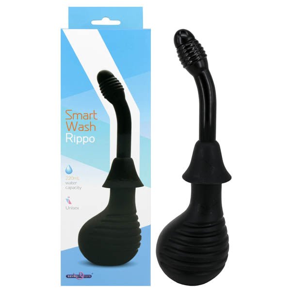 Smart Wash - Rippo - Black Unisex Douche - 220 ml Capacity – Sex toys NZ by Naughtyhut. Discreet delivery nationwide.