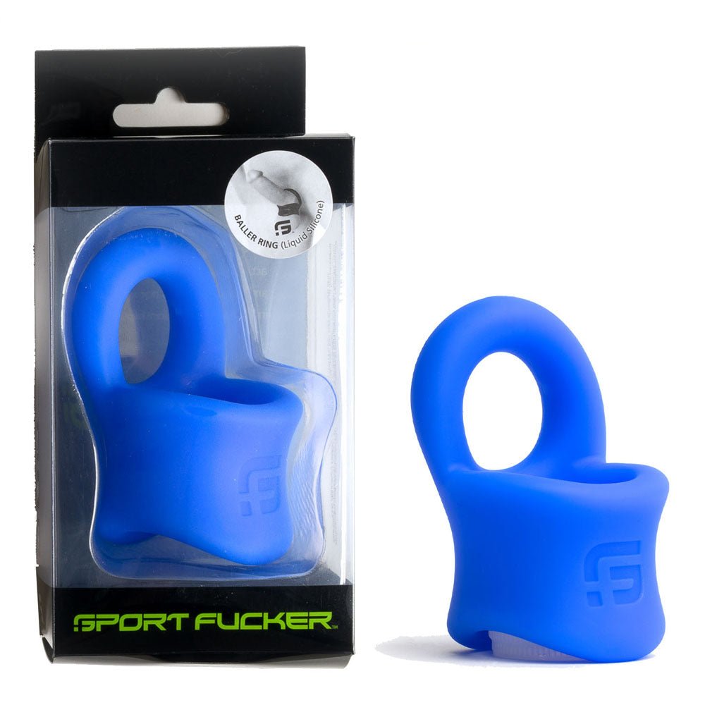 Sport Fucker Baller Ring - Blue Liquid Silicone Cock Ring with Ball Stretcher – Sex toys NZ by Naughtyhut. Discreet delivery nationwide.