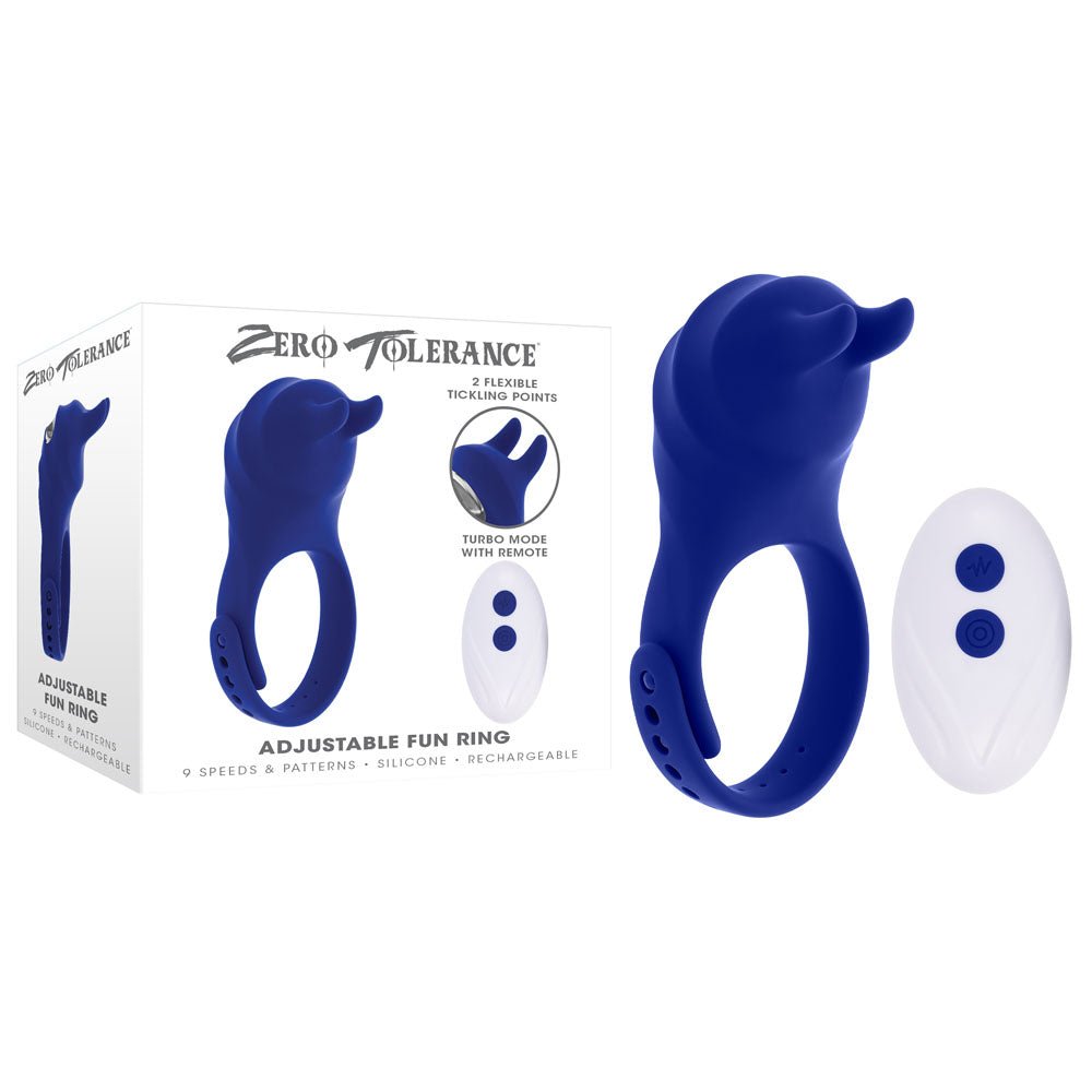 Zero Tolerance ADJUSTABLE FUN RING - Blue USB Rechargeable Cock Ring with Wireless Remote – Sex toys NZ by Naughtyhut. Discreet delivery nationwide.