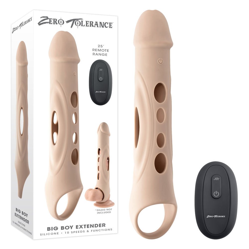 Zero Tolerance BIG BOY EXTENDER - Light - Flesh USB Rechargeable Vibrating Penis Extension Sleeve – Sex toys NZ by Naughtyhut. Discreet delivery nationwide.