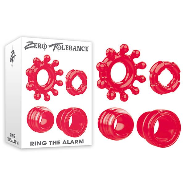 Zero Tolerance Ring The Alarm - Red Cock Rings - Set of 4 – Sex toys NZ by Naughtyhut. Discreet delivery nationwide.