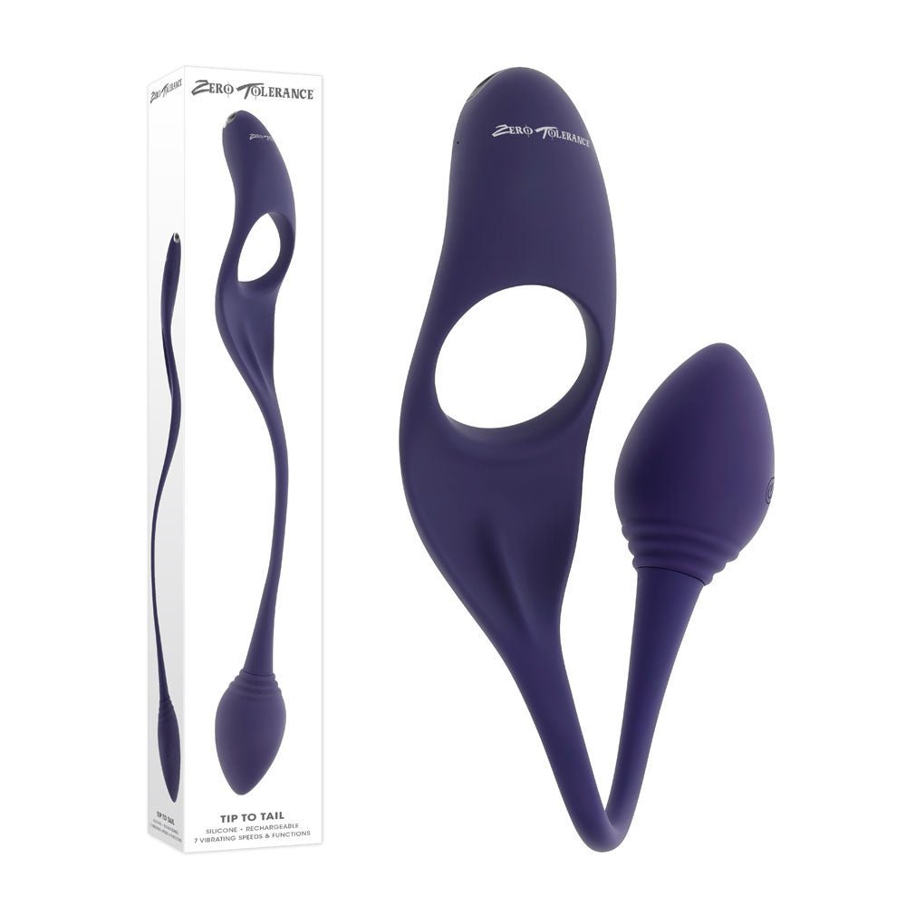 Zero Tolerance TIP TO TAIL - Blue USB Rechargeable Vibrating Butt Plug with Vibrating Cock Ring – Sex toys NZ by Naughtyhut. Discreet delivery nationwide.