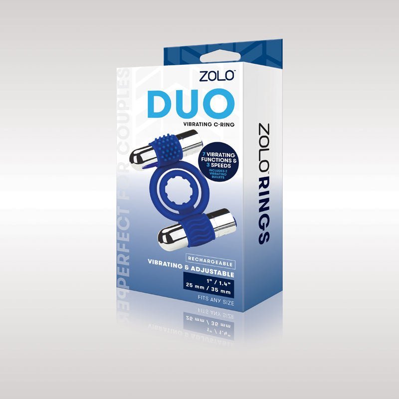 Zolo Rechargeable Duo Vibrating C - Ring - Blue USB Rechargeable Dual Vibrating Cock Ring – Sex toys NZ by Naughtyhut. Discreet delivery nationwide.