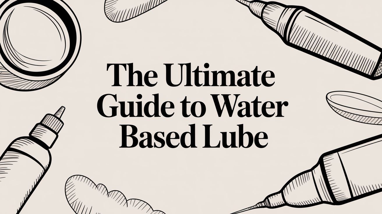 The Ultimate Guide to Water Based Lube with illustrated bottles and applicators.