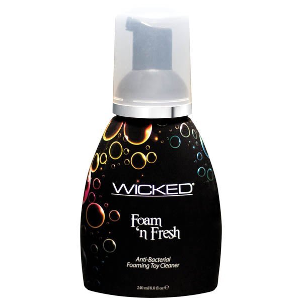 Wicked Foam 'n Fresh antibacterial sex toy cleaner NZ — 240ml foaming cleaner for stroker, sleeve and pump care.