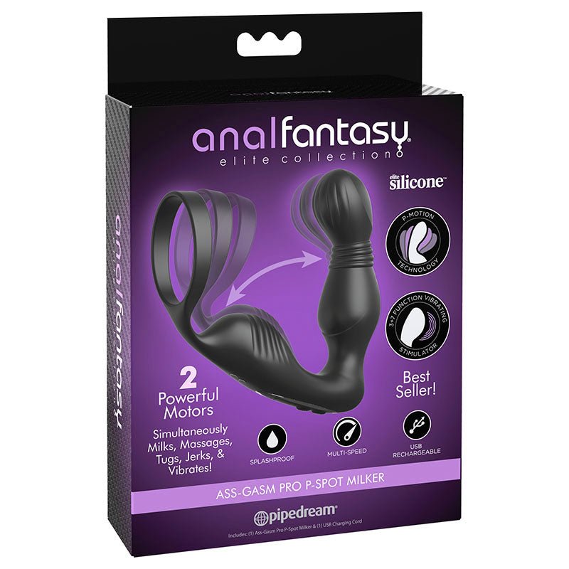 Pipedream Anal Fantasy Ass-Gasm P-Spot Milker NZ — silicone external perineum and prostate stimulator with cock ring.