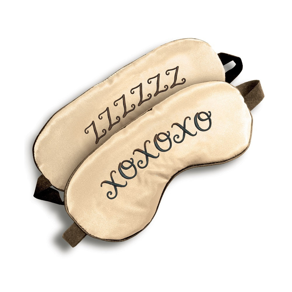 The 9's satin blindfold eye mask in black — soft beginner-friendly body-safe sensory deprivation mask, discreet NZ delivery from Naughty Hut Aotearoa.
