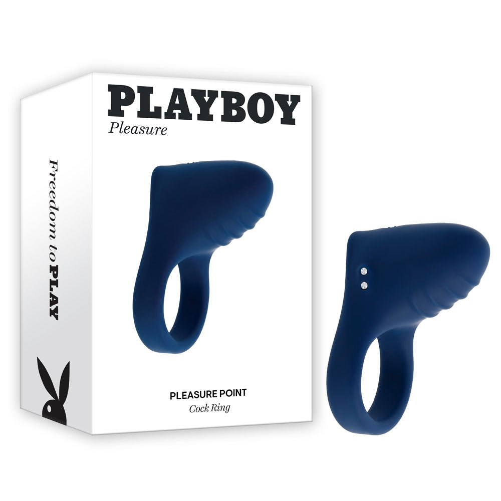 Playboy Pleasure Pleasure Point vibrating cock ring NZ — blue USB-rechargeable couples sex toy, body-safe silicone, discreet NZ-wide delivery from Naughty Hut.