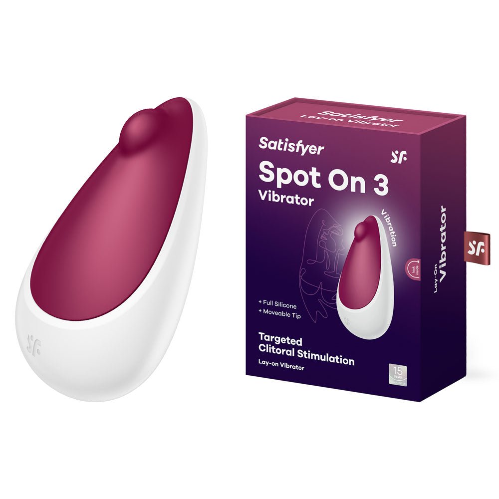 Berry lay-on vibrator NZ — Satisfyer Spot On 3 USB-rechargeable pebble clitoral stimulator from Naughty Hut, discreet delivery across Aotearoa.