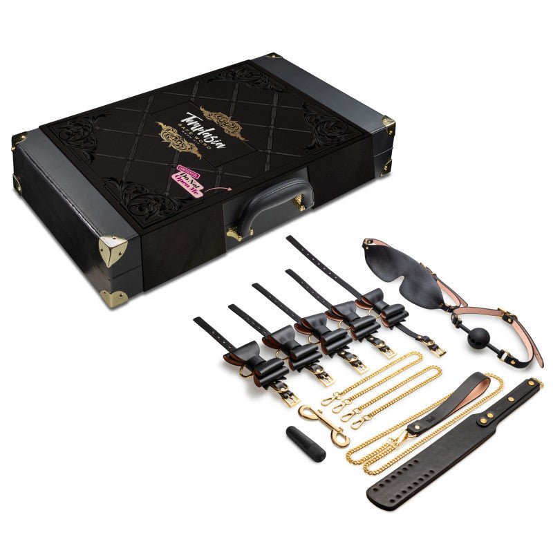 Temptasia Safe Word 9-piece beginner bondage kit with suitcase — body-safe BDSM starter set, discreet NZ delivery from Naughty Hut Aotearoa.
