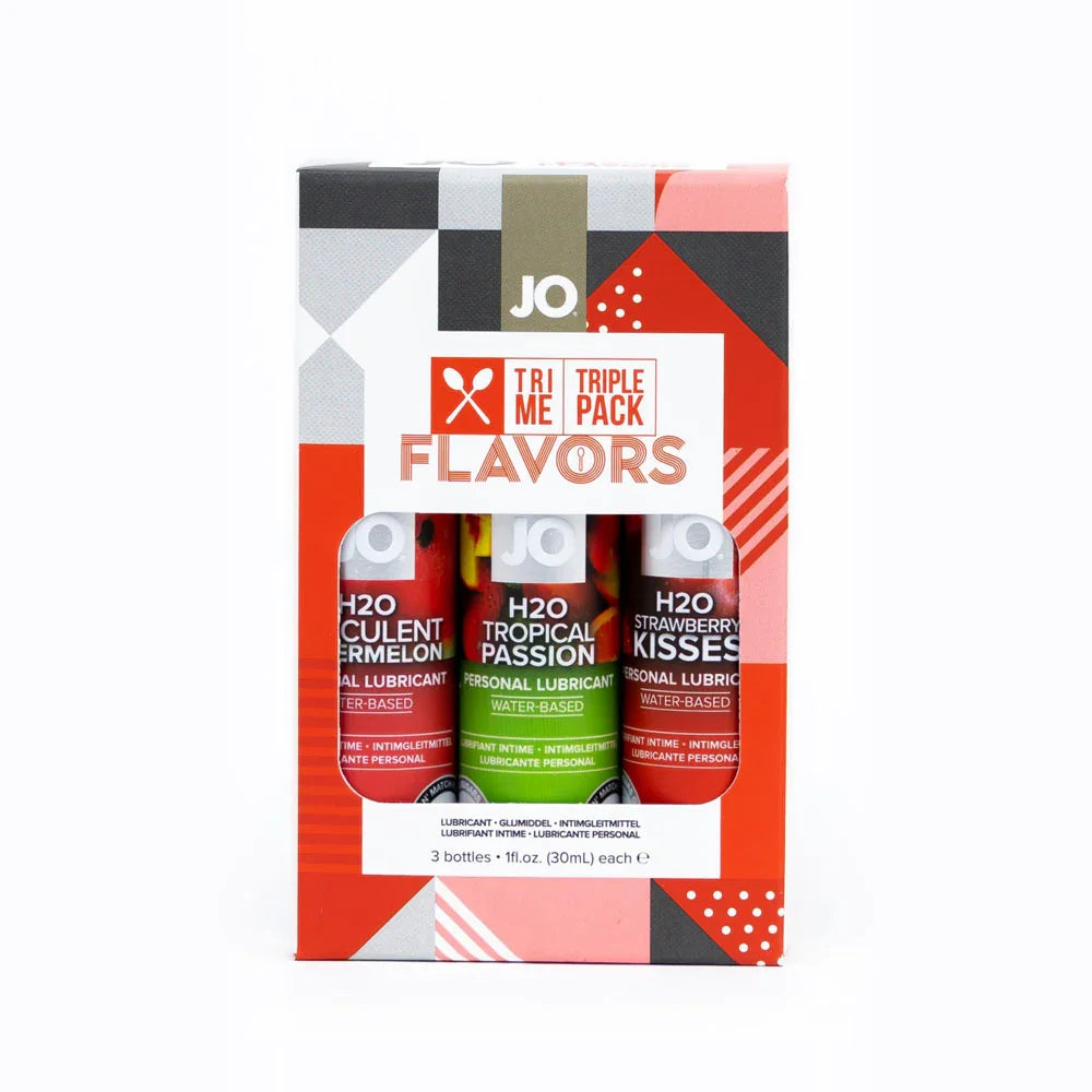 JO Tri-Me Flavoured Lube Triple Pack, Strawberry/Watermelon/Tropical