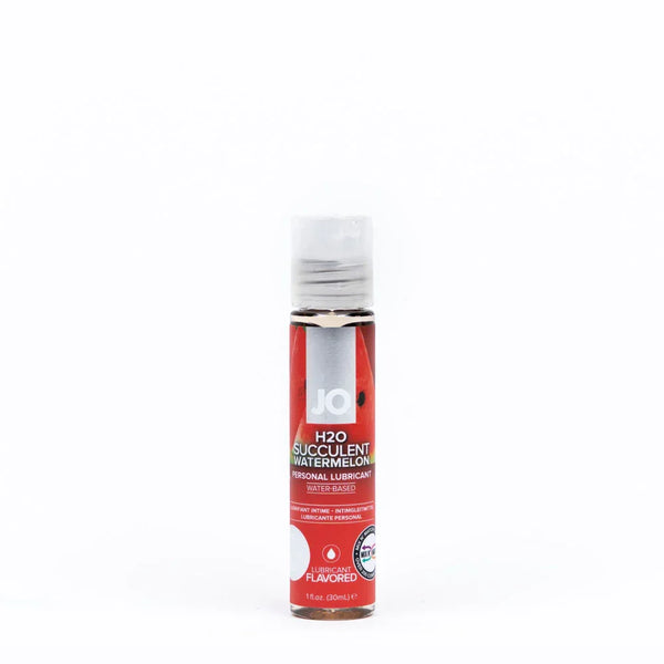 JO H2O Succulent Watermelon flavoured lubricant, 30 ml bottle with a red watermelon label