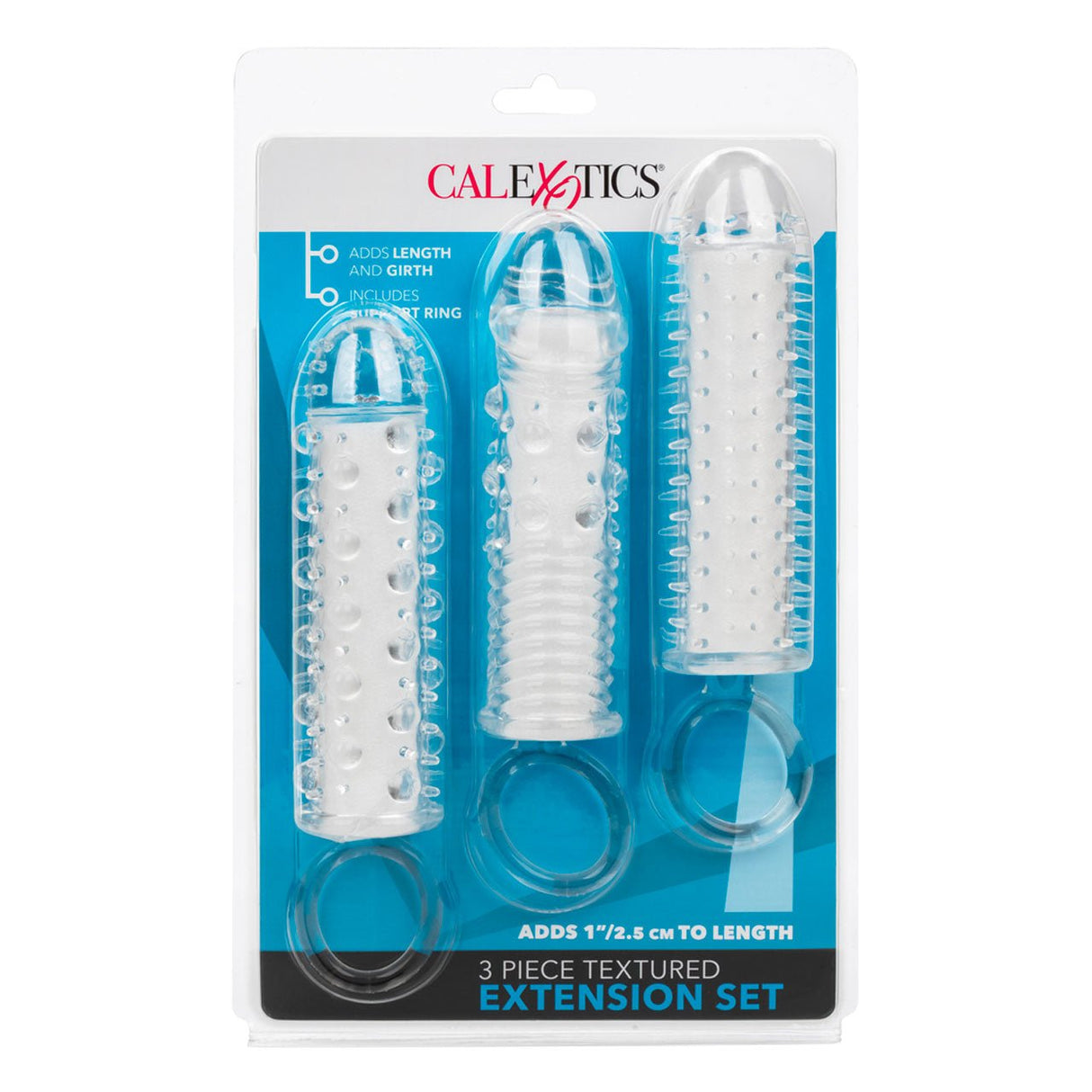 Buy 3 Piece Textured Extension Set – Naughtyhut NZ sex toys online. Discreet delivery & top brands.