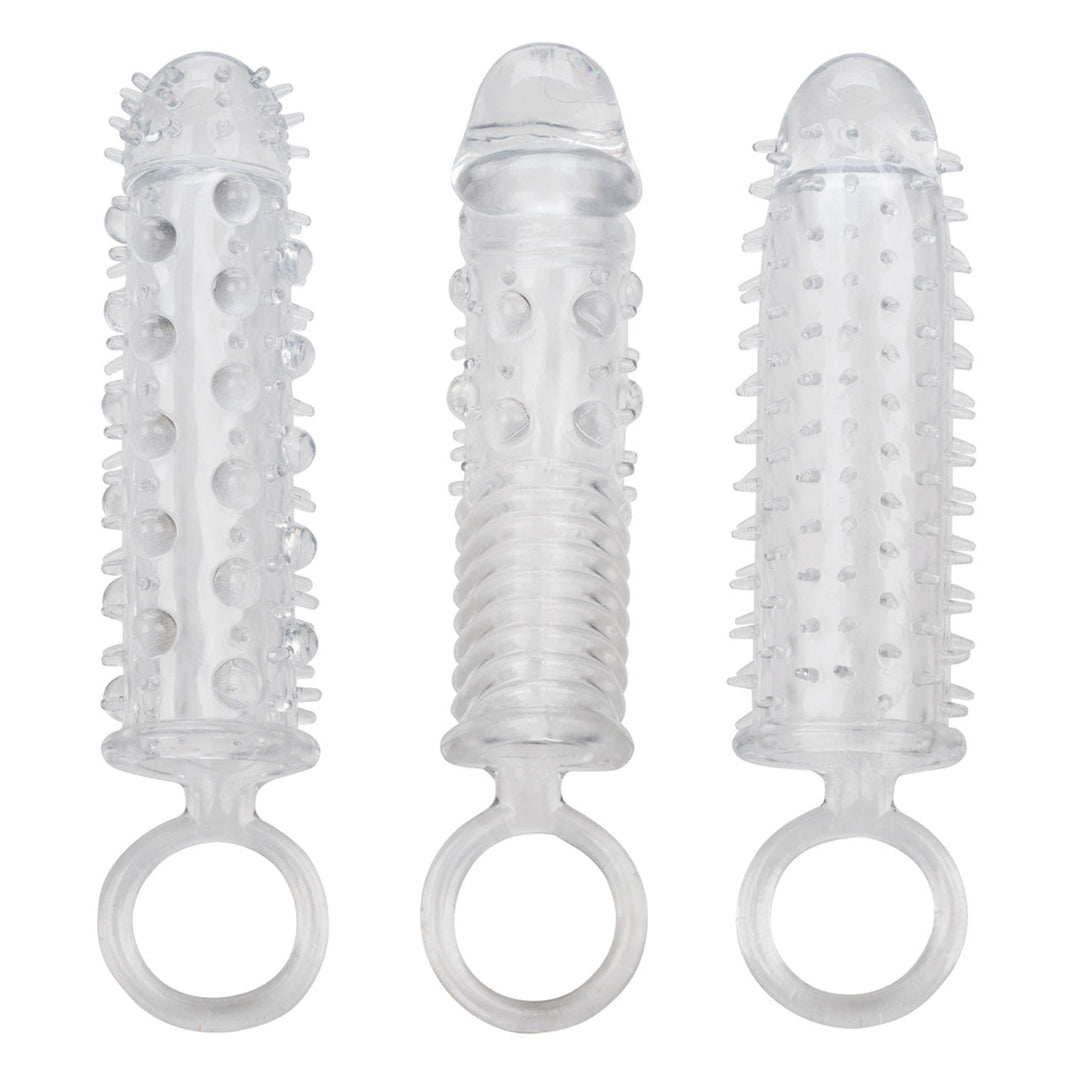 3 Piece Textured Extension Set – Sex toys NZ by Naughtyhut. Discreet delivery nationwide.