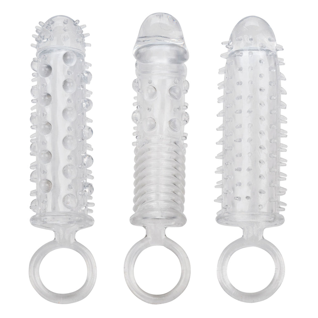 Buy 3 Piece Textured Extension Set – Naughtyhut NZ sex toys online. Discreet delivery & top brands.